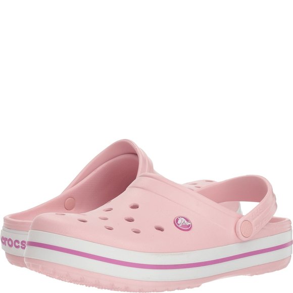 CROCS UNISEX CROCKBAND CLOGS, PEARL PINK/WILD ORCHID, 10 US WOMEN - Picture 1 of 5